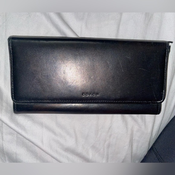 Vintage Coach Black Leather Wallet - Picture 1 of 4